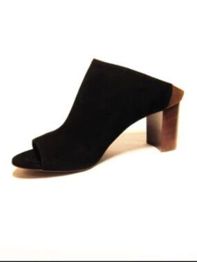 Aquatalia Black Suede Open-Toe Mule Heels